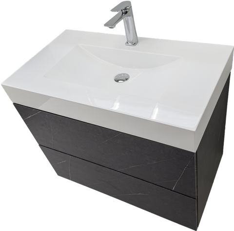 Шкаф за баня сив мат с бяла мивка Verona 80 Concrete W